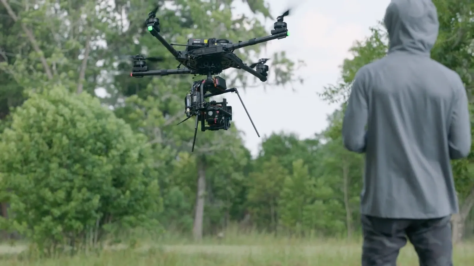 AGL Aerials operator on comms during a shoot